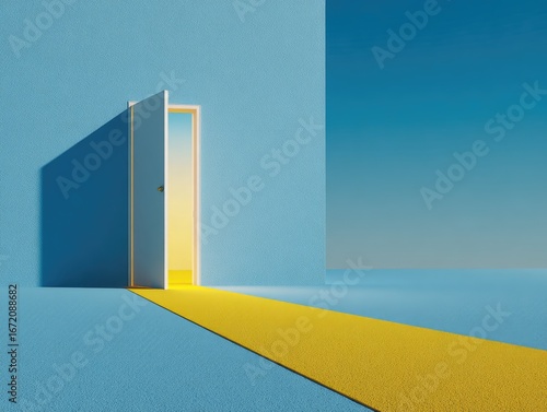 Open door on a pathway of sunshine