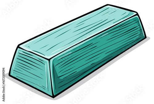 Vector cartoon illustration of a shiny turquoise bullion bar
