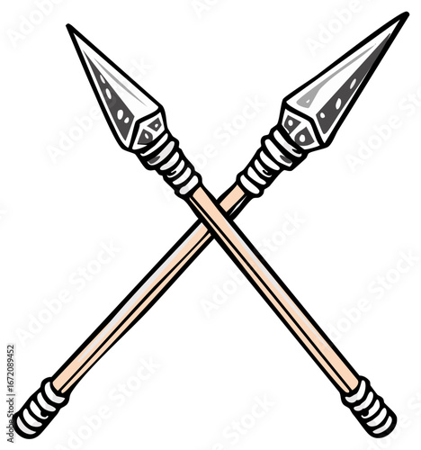 Two Spears Crossing: Traditional Weaponry and Hunting Tools Artwork, Crossed Lance Symbols