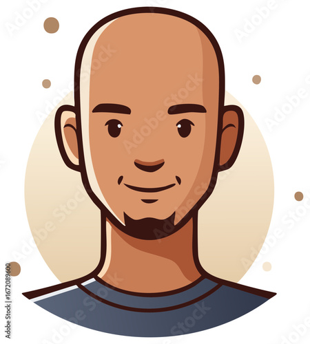 Friendly smiling bald man with a goatee vector portrait illustration