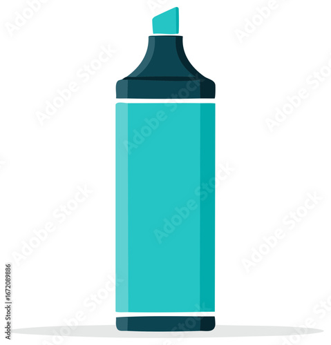 Vibrant turquoise marker illustration, drawing tool, stationery item, highlighting concept, creative supply