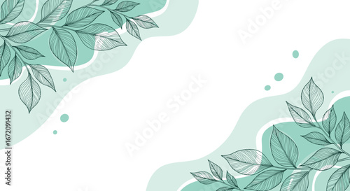 Elegant botanical frame with mint accents for modern branding and design projects, creating serene visuals