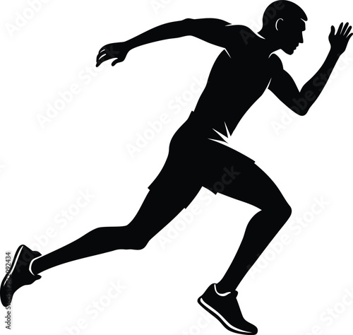 Dynamic running athlete silhouette in motion