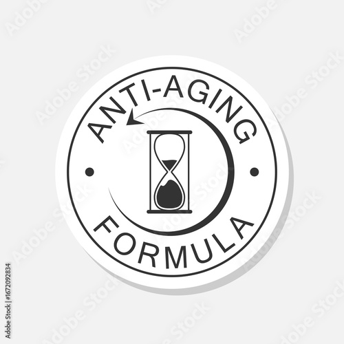 Anti aging formula cosmetics icon sticker isolated on gray background