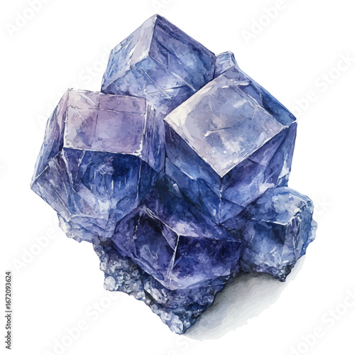 watercolor of Ice Crystal Closeup Macro, vector, isolated on a white background.