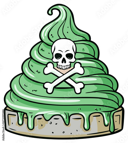 Poisonous Green Dessert with Skull and Crossbones