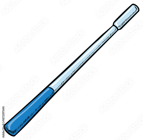 Long slender medical or laboratory swab for sample collection and testing illustration