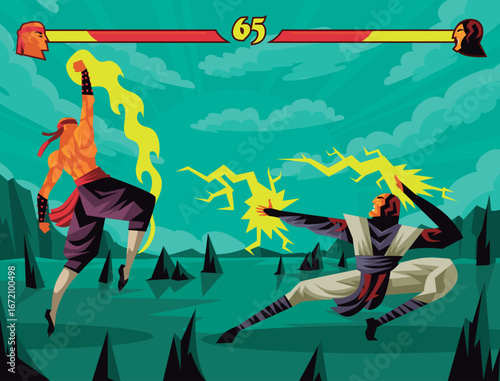 videogame fight game two players match