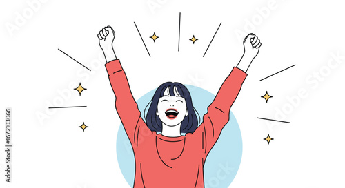 Celebrate your success with this joyful illustration of a person achieving their goals