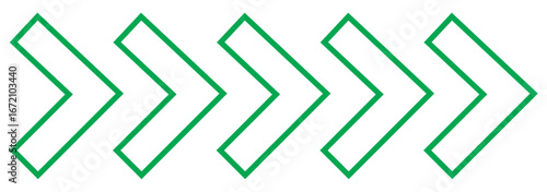 Green Swipe Right moved Arrow icon set. Right moved Arrow icon. Set Green arrows symbols. Vector isolated on white background. Best Design.