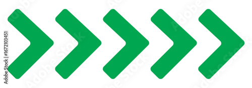 Green Swipe Right moved Arrow icon set. Right moved Arrow icon. Set Green arrows symbols. Vector isolated on white background. Best Design.