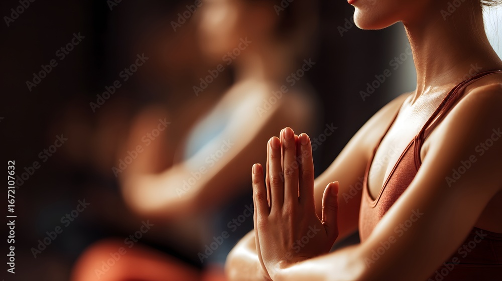 custom made wallpaper toronto digitalYoung woman practicing yoga, sitting in lotus position, wearing sportswear, indoor. faceless, selective focus. copy space