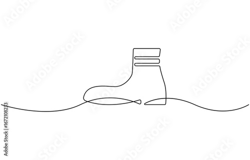 Boots continuous one line drawing.