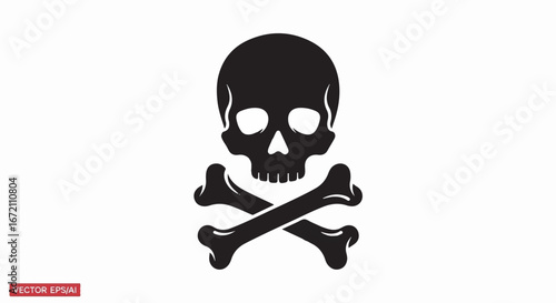 Skull and crossbones symbol representing danger and mortality against a white backdrop, evoking a sense of warning and caution, symbolizing peril.