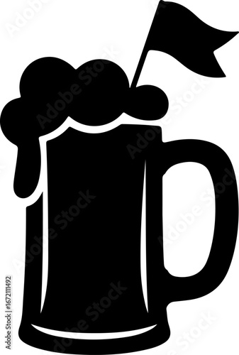 Dark Beer Mug Silhouette with a Flag Celebratory Drink Design