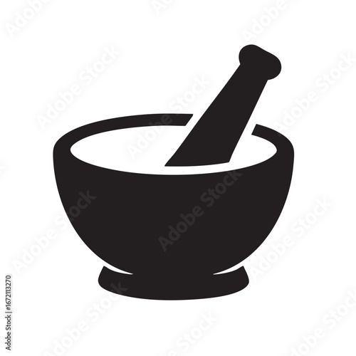 Vector silhouette of kitchen pestle on white background