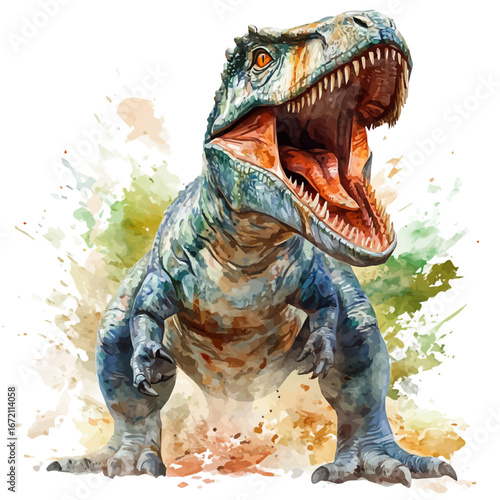 watercolor of Giganotosaurus, vector, isolated on a white background.