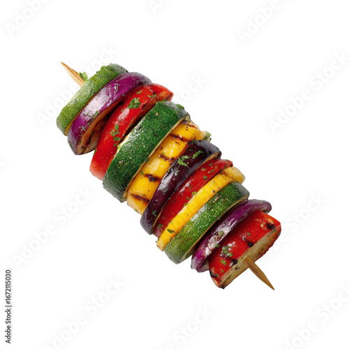 Delicious Grilled Vegetable Skewer on Wooden Stick