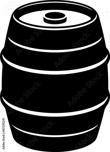 Black silhouette of a barrel, a container often used for aging beverages like whiskey, beer, or wine