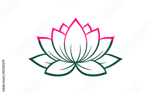 Stylized lotus flower graphic on black background vector illustration