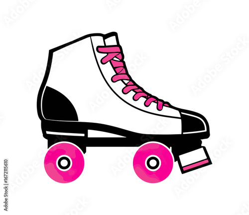 Pink roller skates illustration design