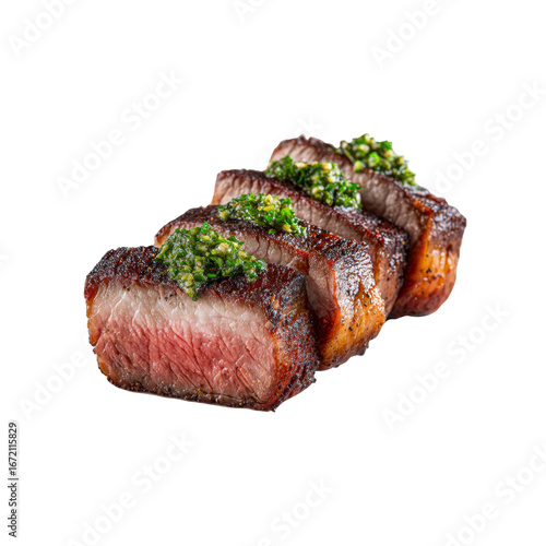 Sliced Grilled Steak with Chimichurri Sauce