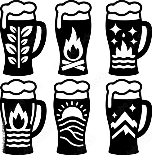 Silhouette Vector Collection Oktoberfest Beer Glass Designs