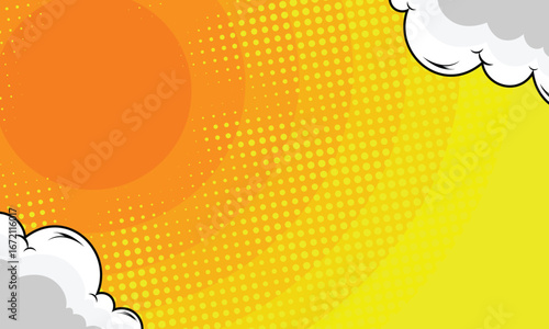 abstract comic background with dot halftone on yellow