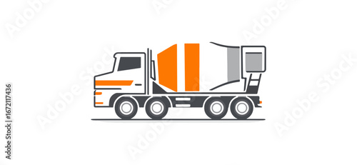 Concrete mixer truck illustration on black background