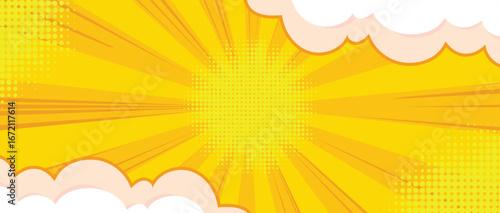 yellow comic background with cloud on side 