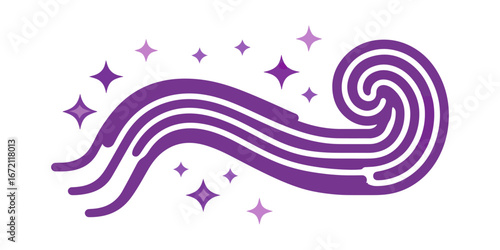 Abstract purple swirls with stars graphic design