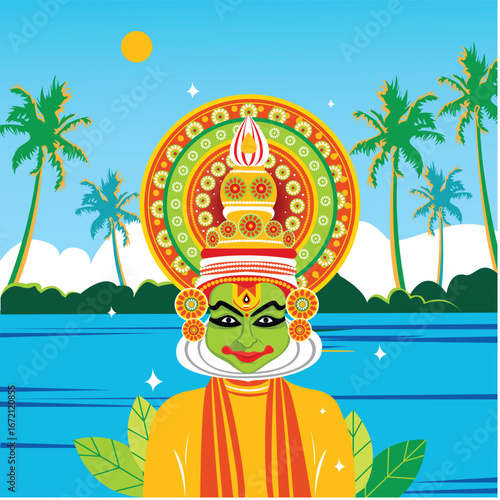 Kerala the land of god's own country is a beautiful place with kathakali dance and onam festival