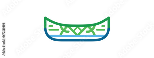 Stylized canoe illustration on black background representing travel and adventure