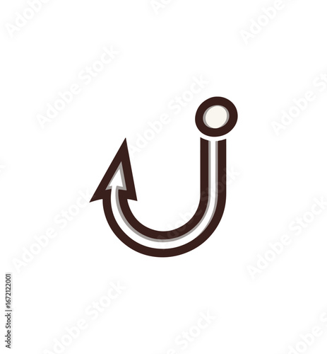 Fishing hook illustration on black background vector design