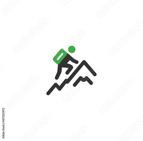 Person hiking up mountain
