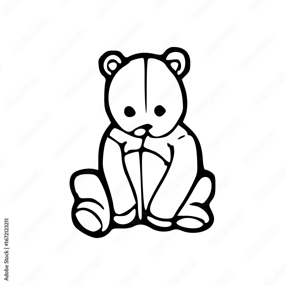 Fototapeta premium simple baby bear toy line art