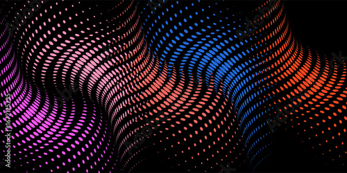 Abstract background. Colorful dynamic stylish wallpaper. Graphic illustration with wavy halftone design.