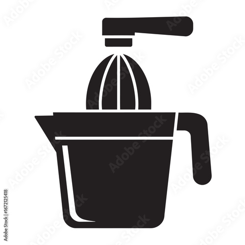black and white silhouette of a citrus juicer vector on a white background