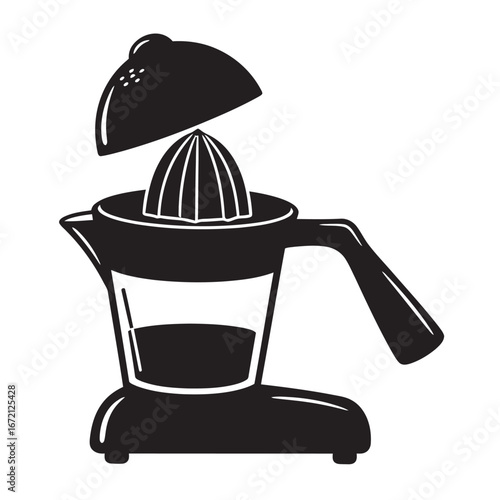 black and white silhouette of a citrus juicer vector on a white background