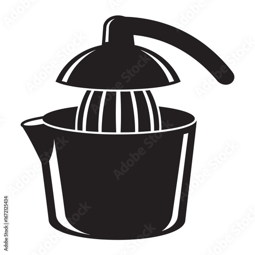 black and white silhouette of a citrus juicer vector on a white background
