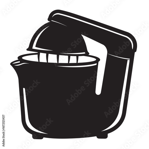 black and white silhouette of a citrus juicer vector on a white background
