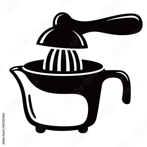 black and white silhouette of a citrus juicer vector on a white background