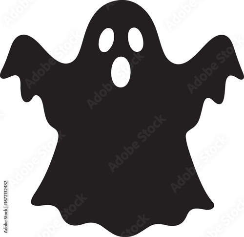 Spooky ghost in sheet silhouette, perfect for Halloween, horror design, decorations, icons, and scary artwork.