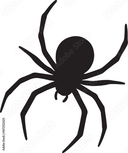 Spider crawling silhouette, perfect for Halloween, horror design, spooky decorations, insect icons, and creepy artwork.
