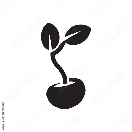 Organic Sprouting Seedling Silhouette: A Vector Icon Representing New Life and Natural Growth