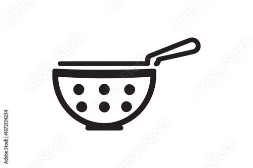Elegant Tea Strainer Outline Icon for Brewing and Kitchen Accessory Designs