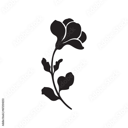 Sweet Pea Flower Silhouette: A Single Stem Vector Design for Botanical and Garden Themes