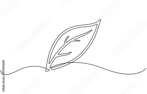 Leaf symbol continuous one line drawing vector.