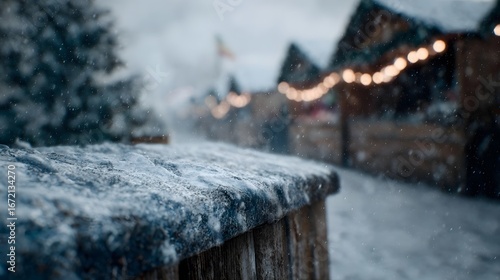 Wallpaper Mural Cozy winter market stalls covered in snow with twinkling lights Torontodigital.ca