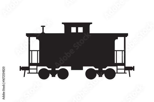 Vintage Railroad Train Caboose Silhouette Vector Design for Transportation and Travel